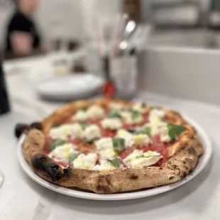a pizza on a plate