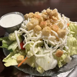 Dinner salad...added cheese to it.
