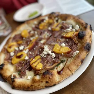 Summer time in Lodi ... Peach  pizza  balsamic glaze reduction drizzle
