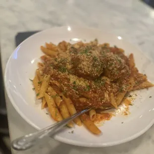 Penne Pasta (added meatballs)