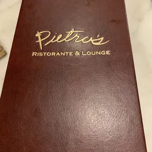 the restaurant's menu
