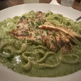 Creamy pesto chicken fettuccini