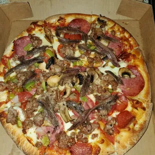 My whole Super Combo Pizza w/Anchovies....