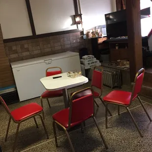 Inside waiting area; you could make your own coffee while you wait!