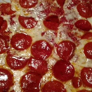 Sicilian with pepperoni, nice crispy edges