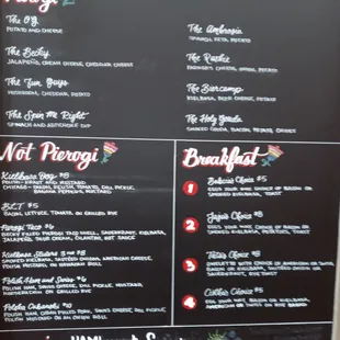 a menu on a blackboard