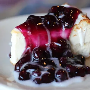 BLUEBERRY CHEESECAKE is firm and moist, with graham cracker crust and creamy topping, it's made in our own kitchen.