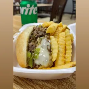Phillysteak with fries.