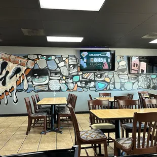 One wall on the interior.