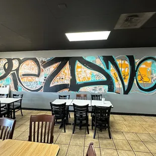 Their name  on the opposite wall.