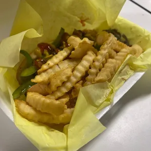 Street dog with fries