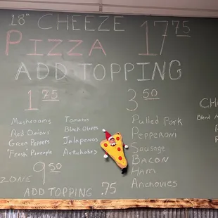 a chalkboard with a menu on it