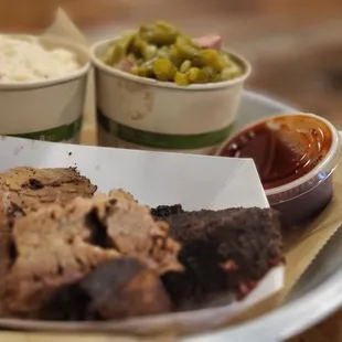 Brisket with Cheese Grits and Green Beans. YUM!!!!