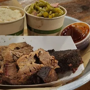 Brisket with Cheese Grits and Green Beans. Soooooo good.