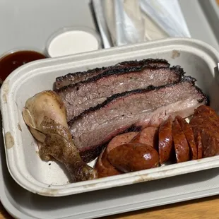 Beef Brisket - 1/2 lb. , House Made Hotlinks , Chicken Leg