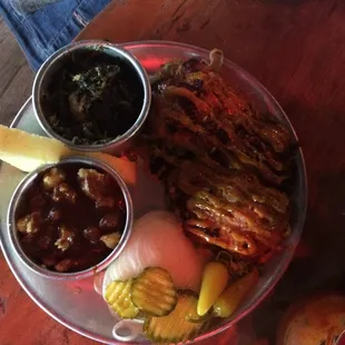 Bbq catfish with jalapeño spinach casserole and cornbread dressing with gravy