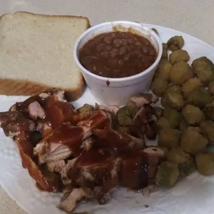 Texas toast and chicken with the BBQ sauce.  Amazing and so good.