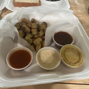 Fried Okra and the sauces