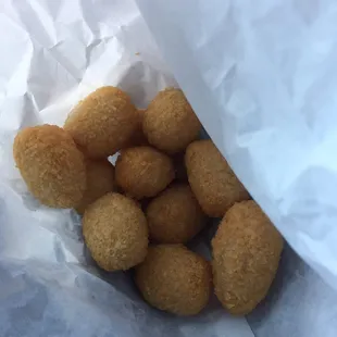 Cheese balls are gooey and good!