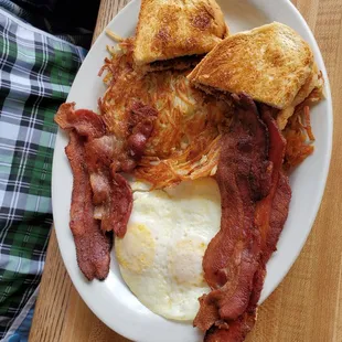 Bacon and eggs combo with hashbrowns