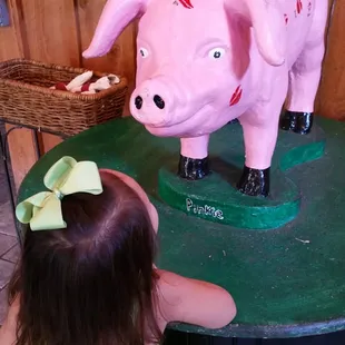 There is a kissing pig when you walk in. It was fun taking pics of the kids.