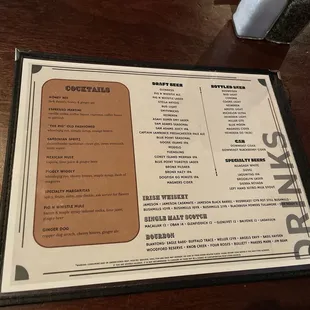 Drink menus