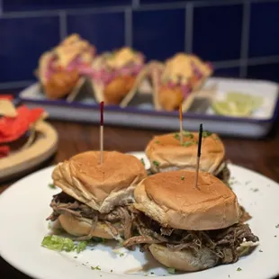 plate of pulled pork sandwiches
