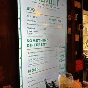 a menu on a table