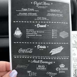 Back of menu