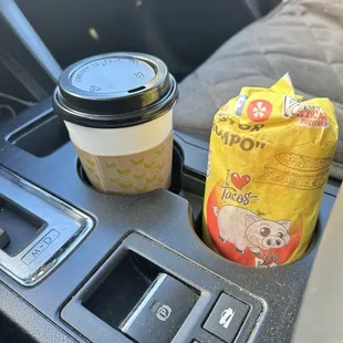 Chorizo breakfast burrito and coffee