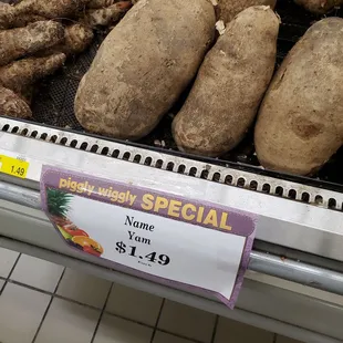 a display of potatoes