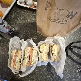 Lox everything bagel, fig and honey everything bagel