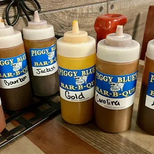 Delicious variety of bbq sauces