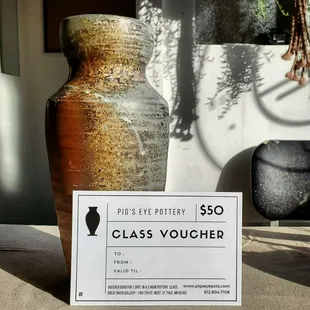Class Vouchers make a perfectly unique and thoughtful gift for Valentine's Day! Visit pigseyepots.com/shop or drop by Great River Gallery.