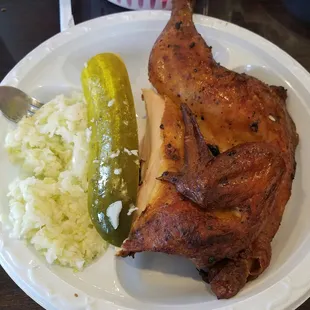 1/2 chicken with slaw.