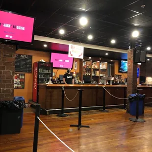 Socially distanced bar.