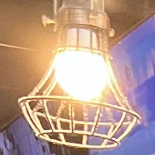 Dust covered lights over the bar.