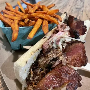 Cuban add bacon Sweet Potato Fries - Pint Basket