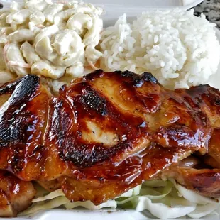 Hawaiian BBQ Chicken with Rice and Mac