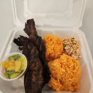 Guam style BBQ short ribs with Red Rice and Kelaguin
