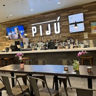 tables and chairs in a restaurant