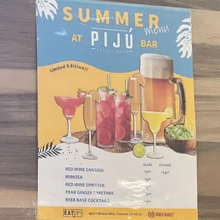 Summer only menu