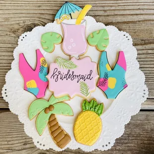 decorated cookies on a doily