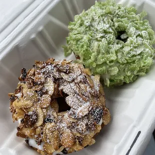 Mochi Donuts (almond and matcha)