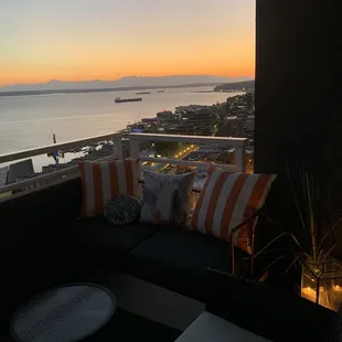 a view of the ocean from a balcony