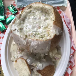 Seafood Bisque Sourdough Bread Bowl