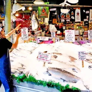 World Famous Pike Place Market Fish Throw!