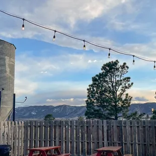 Patio overlooking the Pikes Peak