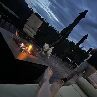 Night time on the upper patio balcony