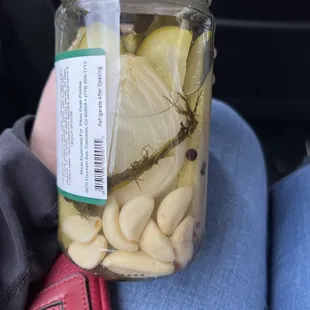 Hot sweet pickles ingredients.